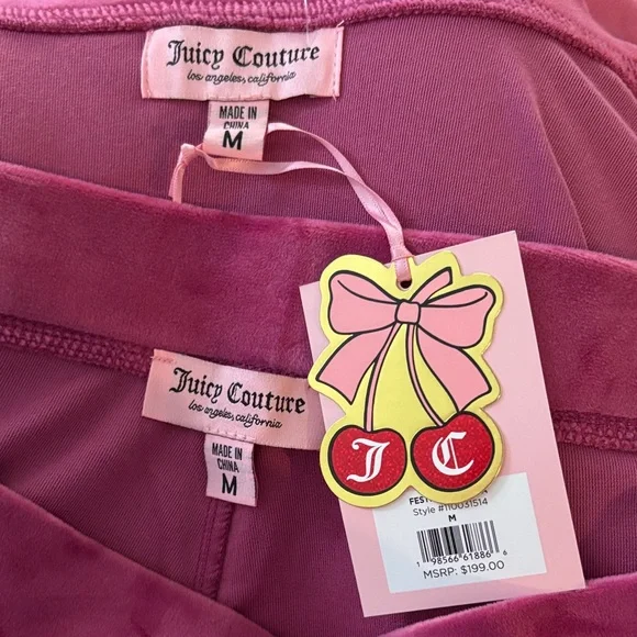 NEW! NWT JUICY COUTURE Velour OG Bling Tracksuit Set in Fuchsia Pink Size Medium - Picture 5 of 5